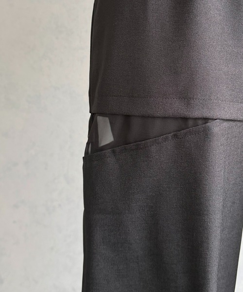 &g'aime（アンジェム）の「【&ｇ'aime 】シアー切替パンツ　Sheer Panelled Pants（スラックス・レディース・チャコールグレー/ブラック・FREE）」の4枚目の写真