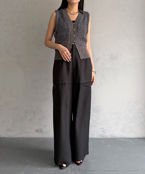 &g'aime（アンジェム）の「【&ｇ'aime 】シアー切替パンツ　Sheer Panelled Pants（スラックス・レディース・チャコールグレー/ブラック・FREE）」の5枚目の写真