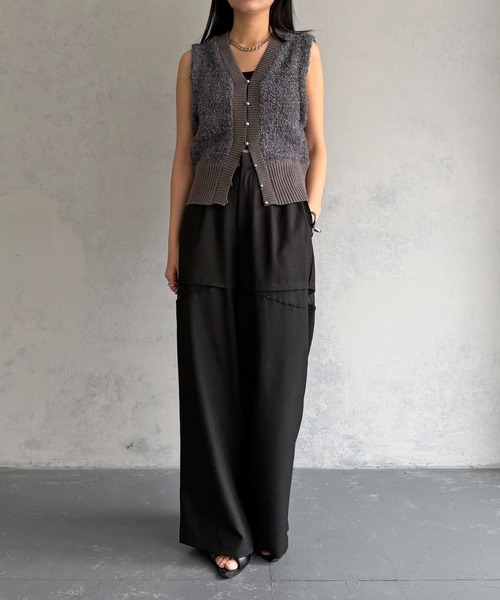 &g'aime（アンジェム）の「【&ｇ'aime 】シアー切替パンツ　Sheer Panelled Pants（スラックス・レディース・チャコールグレー/ブラック・FREE）」の6枚目の写真