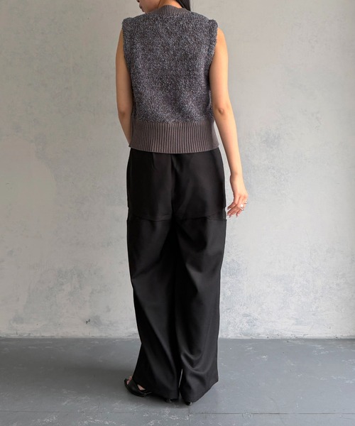 &g'aime（アンジェム）の「【&ｇ'aime 】シアー切替パンツ　Sheer Panelled Pants（スラックス・レディース・チャコールグレー/ブラック・FREE）」の8枚目の写真