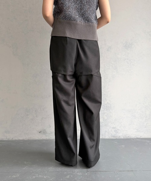 &g'aime（アンジェム）の「【&ｇ'aime 】シアー切替パンツ　Sheer Panelled Pants（スラックス・レディース・チャコールグレー/ブラック・FREE）」の3枚目の写真