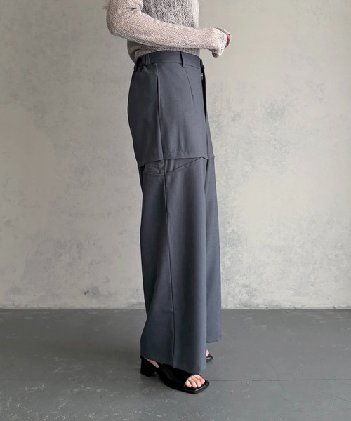&g'aime（アンジェム）の「【&ｇ'aime 】シアー切替パンツ　Sheer Panelled Pants（スラックス・レディース・チャコールグレー/ブラック・FREE）」の11枚目の写真