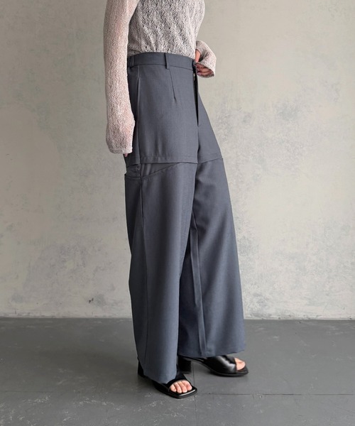 &g'aime（アンジェム）の「【&ｇ'aime 】シアー切替パンツ　Sheer Panelled Pants（スラックス・レディース・チャコールグレー/ブラック・FREE）」の12枚目の写真