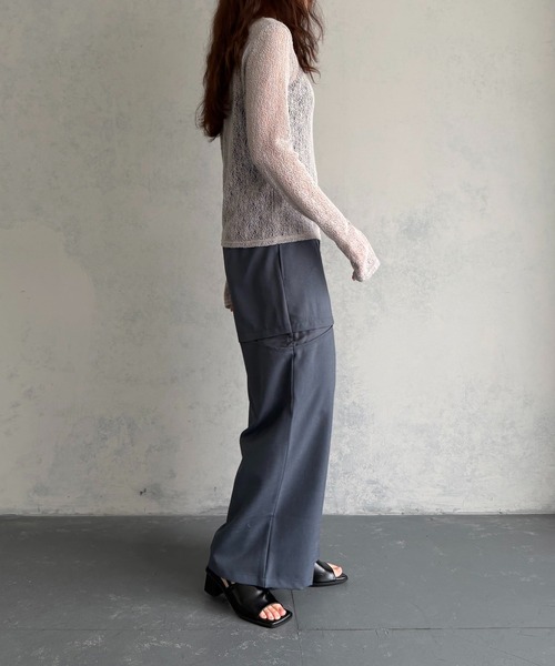 &g'aime（アンジェム）の「【&ｇ'aime 】シアー切替パンツ　Sheer Panelled Pants（スラックス・レディース・チャコールグレー/ブラック・FREE）」の16枚目の写真