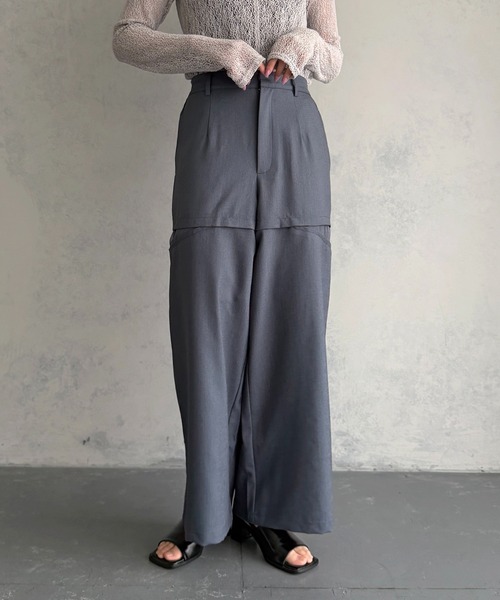 &g'aime（アンジェム）の「【&ｇ'aime 】シアー切替パンツ　Sheer Panelled Pants（スラックス・レディース・チャコールグレー/ブラック・FREE）」の10枚目の写真