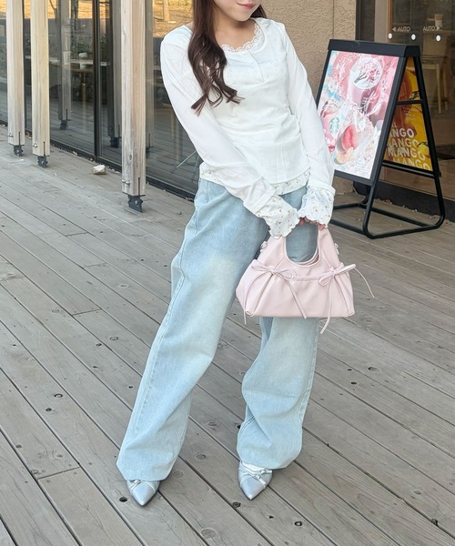 frunco(フランコ)の「【ZOZOTOWN限定】フェイクレイヤード花柄レースヘンリーネックT(Tシャツ/カットソー・レディース・ホワイト/ピンク/アイボリー・FREE)」の10枚目の写真