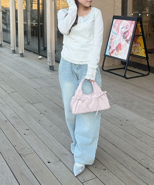 frunco(フランコ)の「【ZOZOTOWN限定】フェイクレイヤード花柄レースヘンリーネックT(Tシャツ/カットソー・レディース・ホワイト/ピンク/アイボリー・FREE)」の9枚目の写真
