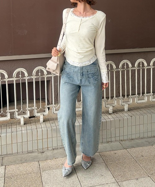 frunco(フランコ)の「【ZOZOTOWN限定】フェイクレイヤード花柄レースヘンリーネックT(Tシャツ/カットソー・レディース・ホワイト/ピンク/アイボリー・FREE)」の16枚目の写真