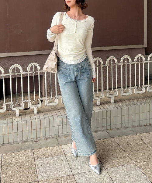 frunco(フランコ)の「【ZOZOTOWN限定】フェイクレイヤード花柄レースヘンリーネックT(Tシャツ/カットソー・レディース・ホワイト/ピンク/アイボリー・FREE)」の17枚目の写真