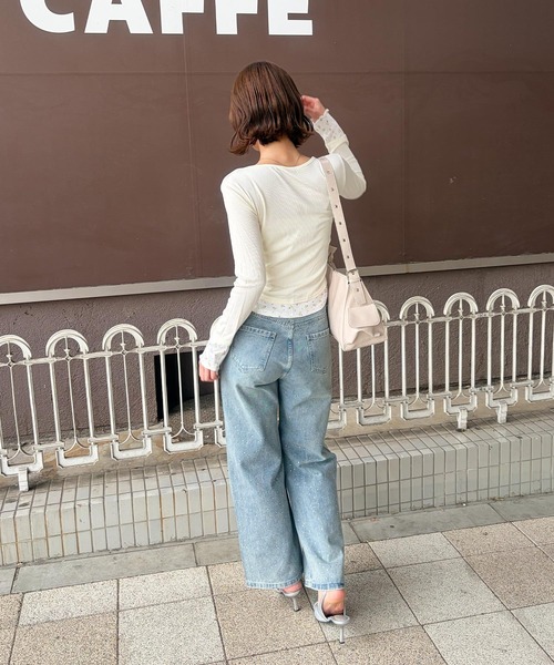 frunco(フランコ)の「【ZOZOTOWN限定】フェイクレイヤード花柄レースヘンリーネックT(Tシャツ/カットソー・レディース・ホワイト/ピンク/アイボリー・FREE)」の12枚目の写真