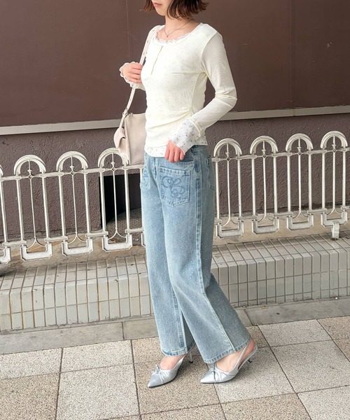 frunco(フランコ)の「【ZOZOTOWN限定】フェイクレイヤード花柄レースヘンリーネックT(Tシャツ/カットソー・レディース・ホワイト/ピンク/アイボリー・FREE)」の15枚目の写真