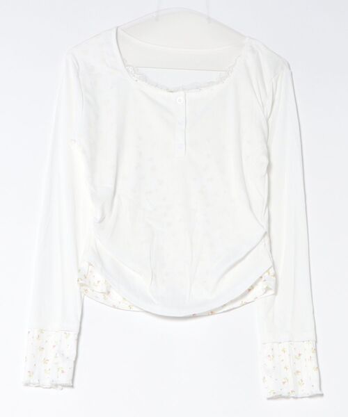 frunco(フランコ)の「【ZOZOTOWN限定】フェイクレイヤード花柄レースヘンリーネックT(Tシャツ/カットソー・レディース・ホワイト/ピンク/アイボリー・FREE)」の19枚目の写真
