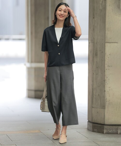 J.PRESS Ladies(J.プレス レディス)の「Vis/Peスパーク ハーフスリーブ ニットジャケット(テーラードジャケット・レディース・アイボリー系/ネイビー系/ライトグレー系・SMALL)」の16枚目の写真