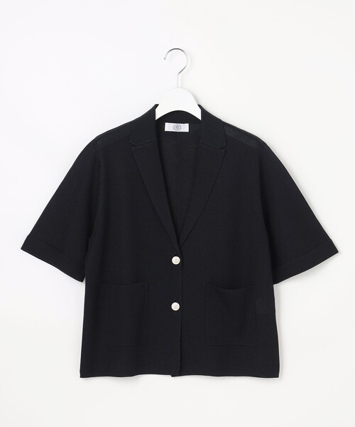 J.PRESS Ladies(J.プレス レディス)の「Vis/Peスパーク ハーフスリーブ ニットジャケット(テーラードジャケット・レディース・アイボリー系/ネイビー系/ライトグレー系・SMALL)」の5枚目の写真