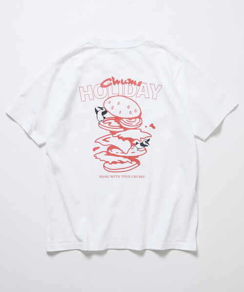 CHUMS（チャムス）の「CHUMS/チャムス 限定展開 CHUMS×FREAK'S STORE 別注 ブービーバード バックプリント クルーネックTシャツ/バーガーモチーフ（Tシャツ/カットソー・メンズ・ネイビー/ホワイト/ブラック/グレイッシュベージュ・X-LARGE/LARGE/MEDIUM/SMALL）」の8枚目の写真
