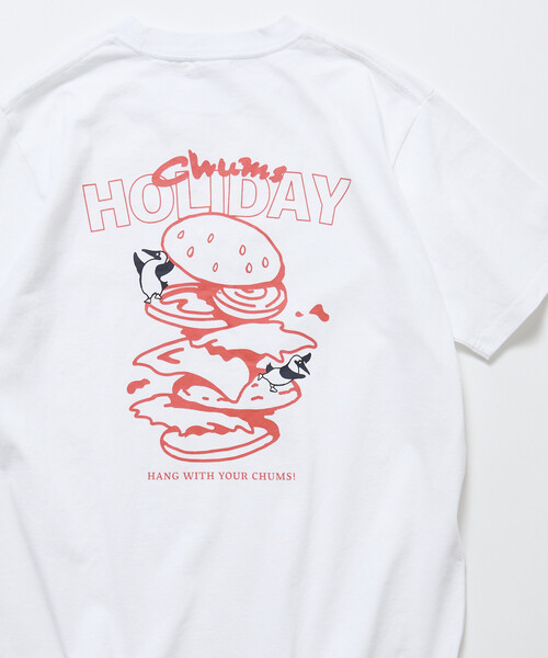 CHUMS（チャムス）の「CHUMS/チャムス 限定展開 CHUMS×FREAK'S STORE 別注 ブービーバード バックプリント クルーネックTシャツ/バーガーモチーフ（Tシャツ/カットソー・メンズ・ネイビー/ホワイト/ブラック/グレイッシュベージュ・X-LARGE/LARGE/MEDIUM/SMALL）」の9枚目の写真