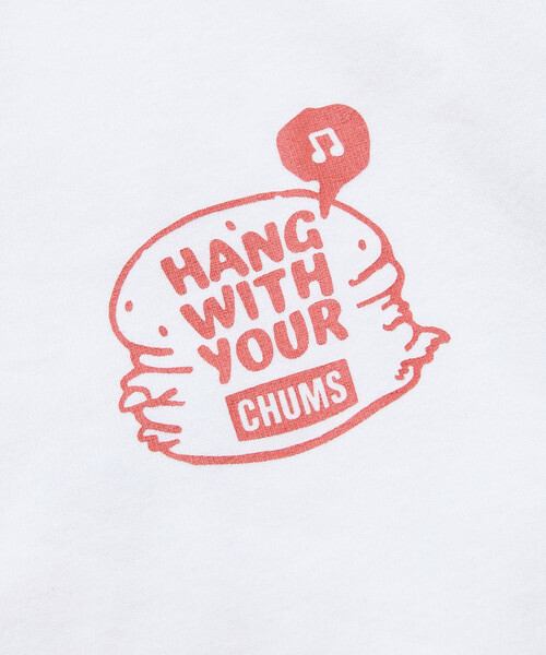 CHUMS（チャムス）の「CHUMS/チャムス 限定展開 CHUMS×FREAK'S STORE 別注 ブービーバード バックプリント クルーネックTシャツ/バーガーモチーフ（Tシャツ/カットソー・メンズ・ネイビー/ホワイト/ブラック/グレイッシュベージュ・X-LARGE/LARGE/MEDIUM/SMALL）」の6枚目の写真