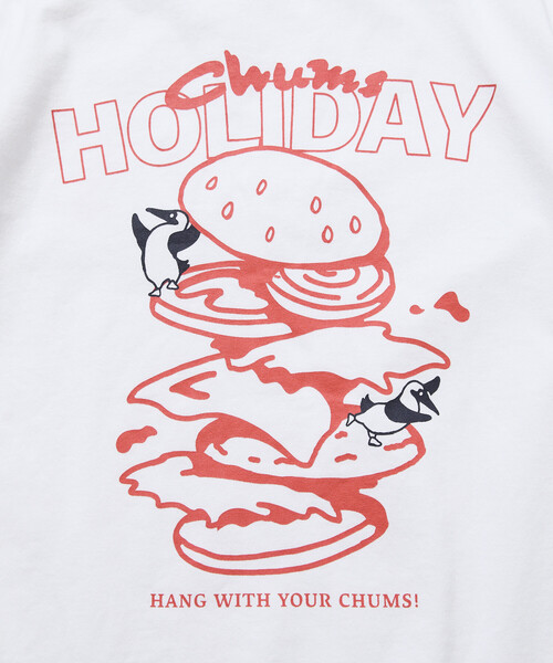CHUMS（チャムス）の「CHUMS/チャムス 限定展開 CHUMS×FREAK'S STORE 別注 ブービーバード バックプリント クルーネックTシャツ/バーガーモチーフ（Tシャツ/カットソー・メンズ・ネイビー/ホワイト/ブラック/グレイッシュベージュ・X-LARGE/LARGE/MEDIUM/SMALL）」の11枚目の写真