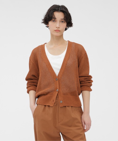 MARGARET HOWELL（マーガレットハウエル）の「PAPER COTTON MESH（カーディガン/ボレロ・レディース・オレンジ/チャコール・2）」の2枚目の写真