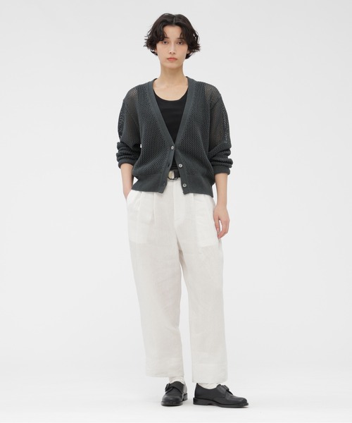 MARGARET HOWELL（マーガレットハウエル）の「PAPER COTTON MESH（カーディガン/ボレロ・レディース・オレンジ/チャコール・2）」の3枚目の写真