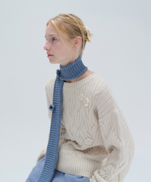 CABLE APPLIQUE KNIT (ivory)