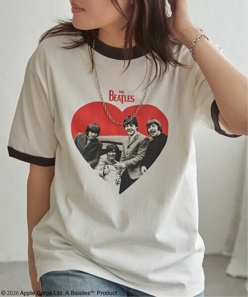 The Beatles(ザビートルズ)の「THE BEATLES ザ ビートルズ リンガープリントTシャツ(Tシャツ/カットソー・メンズ・ブラウン/チャコール/ライトブルー・S/M/L/LL)」の1枚目の写真