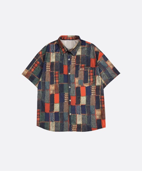 U:UME(ユーム)の「Retro Check Patch Shirt(シャツ/ブラウス・メンズ・レッド・XX-LARGE/X-LARGE/LARGE/MEDIUM)」の1枚目の写真