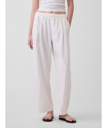 リネンブレンド イージーウエスト バレルパンツ