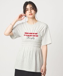 Various Timeless Arts（ヴァリアスタイムレスアーツ）の「【別注】＜Various Timeless Arts＞シャーリング プリント Tシャツ ミディアムグレー（Tシャツ/カットソー）」