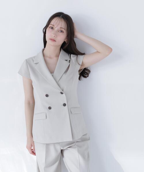 NATURAL BEAUTY BASIC(ナチュラルビューティーベーシック)の「スタイルアップ SETUP ペプラムジャケット(テーラードジャケット・レディース・ベージュ/ブラウン・MEDIUM/SMALL)」の2枚目の写真