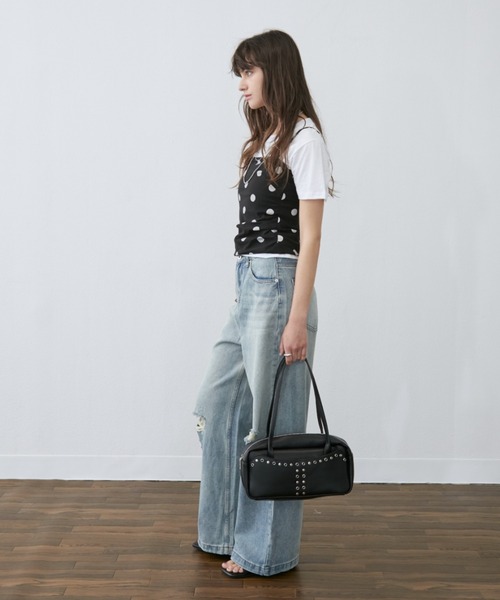 Rohwel(ローウェル)の「Stud Eyelet Shoulder Bag / スタッズアイレットショルダーバッグ(ショルダーバッグ・レディース・ブラック/ベージュ/ホワイト・FREE)」の12枚目の写真