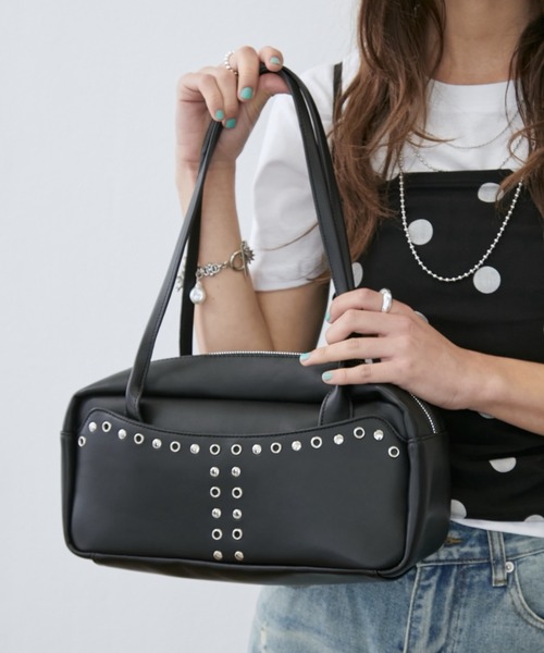 Rohwel(ローウェル)の「Stud Eyelet Shoulder Bag / スタッズアイレットショルダーバッグ(ショルダーバッグ・レディース・ブラック/ベージュ/ホワイト・FREE)」の17枚目の写真