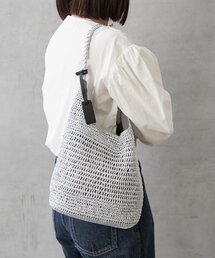 メタリックコード編み2WAYハンドルバッグ