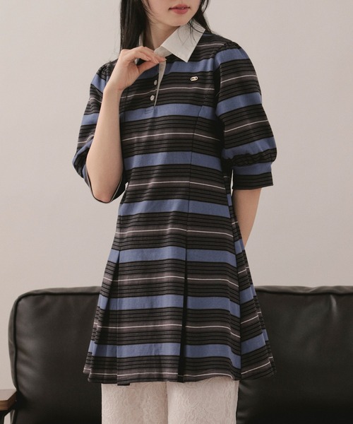 MARK & LONA ストライプポロワンピース striped polo onepiece / ストライプポロワンピース（ワンピース