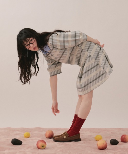 loin nuit(ロワンニュイ)の「striped polo onepiece / ストライプポロワンピース(ワンピース・レディース・ブルー/グレー/レッド・FREE)」の11枚目の写真