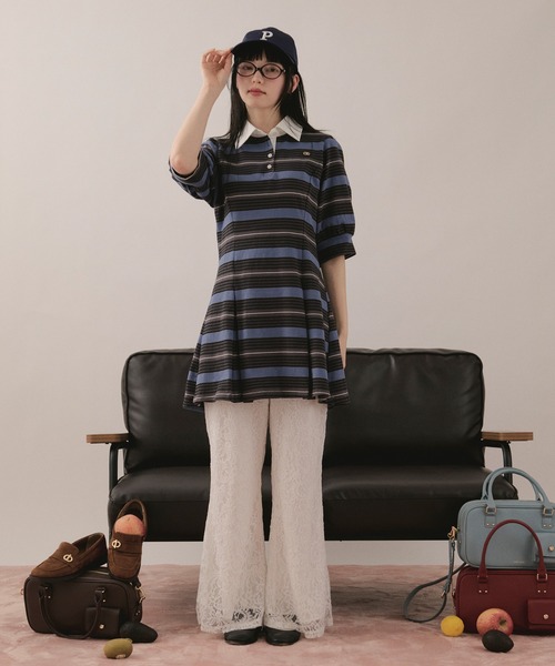 loin nuit(ロワンニュイ)の「striped polo onepiece / ストライプポロワンピース(ワンピース・レディース・ブルー/グレー/レッド・FREE)」の17枚目の写真