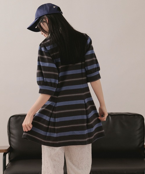 loin nuit(ロワンニュイ)の「striped polo onepiece / ストライプポロワンピース(ワンピース・レディース・ブルー/グレー/レッド・FREE)」の19枚目の写真