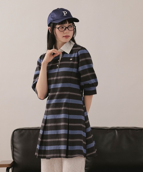 loin nuit(ロワンニュイ)の「striped polo onepiece / ストライプポロワンピース(ワンピース・レディース・ブルー/グレー/レッド・FREE)」の22枚目の写真