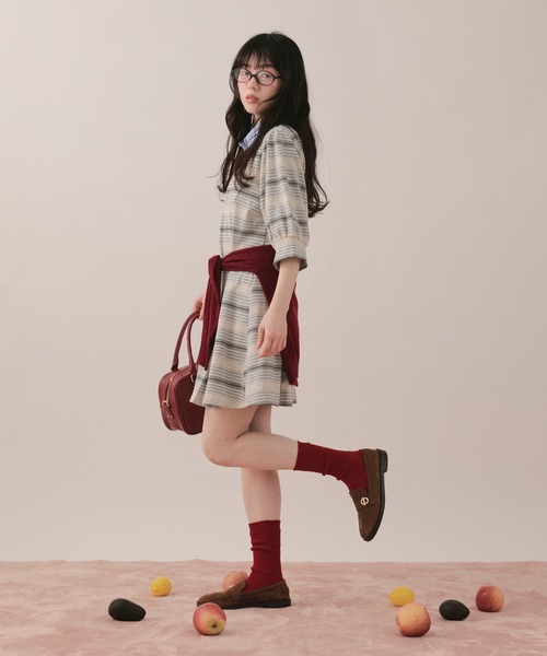 loin nuit(ロワンニュイ)の「striped polo onepiece / ストライプポロワンピース(ワンピース・レディース・ブルー/グレー/レッド・FREE)」の14枚目の写真