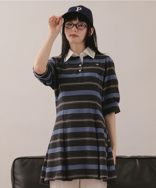 loin nuit(ロワンニュイ)の「striped polo onepiece / ストライプポロワンピース(ワンピース・レディース・ブルー/グレー/レッド・FREE)」の20枚目の写真