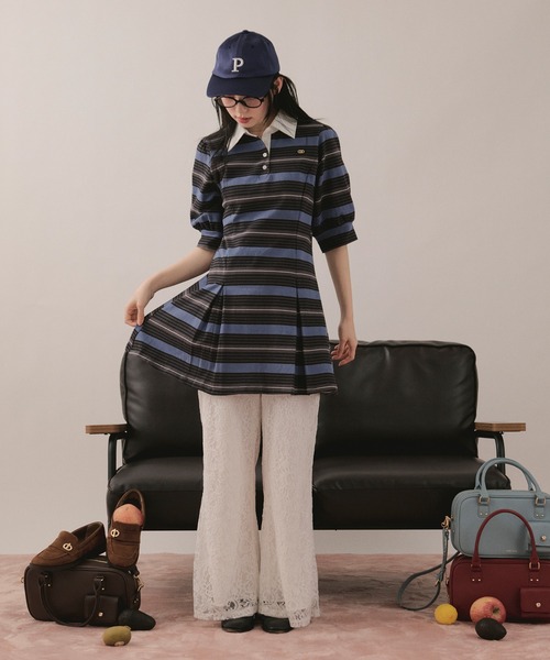 loin nuit(ロワンニュイ)の「striped polo onepiece / ストライプポロワンピース(ワンピース・レディース・ブルー/グレー/レッド・FREE)」の9枚目の写真