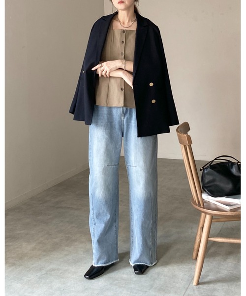 She's Closet(シーズクローゼット)の「スクエアネック切り替えペプラムフレア ボタン ジレ ベスト(ベスト・レディース・ベージュ/ブラック/アイボリー・FREE)」の14枚目の写真