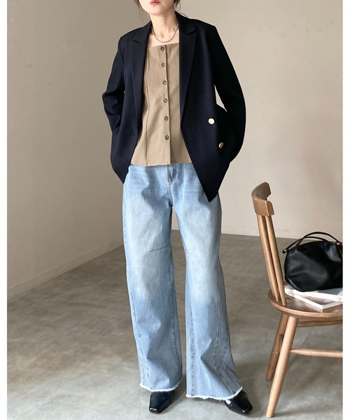 She's Closet(シーズクローゼット)の「スクエアネック切り替えペプラムフレア ボタン ジレ ベスト(ベスト・レディース・ベージュ/ブラック/アイボリー・FREE)」の17枚目の写真