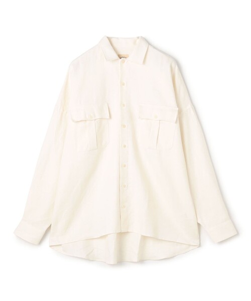 GUY ROVER（ギローバー）の「【別注】GUY ROVER リネンコットン オーバーシャツ（シャツ/ブラウス・メンズ・オフホワイト/ネイビー・M/S）」の2枚目の写真