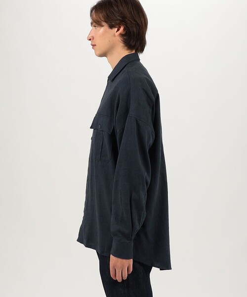 GUY ROVER（ギローバー）の「【別注】GUY ROVER リネンコットン オーバーシャツ（シャツ/ブラウス・メンズ・オフホワイト/ネイビー・M/S）」の5枚目の写真
