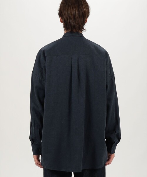 GUY ROVER（ギローバー）の「【別注】GUY ROVER リネンコットン オーバーシャツ（シャツ/ブラウス・メンズ・オフホワイト/ネイビー・M/S）」の6枚目の写真
