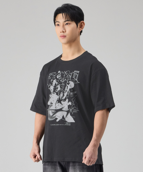 NTBC(エヌティービーシー)の「ロックパンクオーバーサイズ半袖Tシャツ_2COLOR(Tシャツ/カットソー・レディース・チャコール/ネイビー・MEDIUM/LARGE/X-LARGE)」の7枚目の写真
