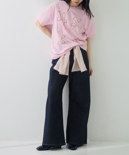 RhodolirioN（ロドリリオン）の「[RhodolirioN/ロドリリオン]Printed Making a bow with Ribbon Tee（Tシャツ/カットソー・レディース・ブラック/ピンク/ホワイト・0）」の13枚目の写真