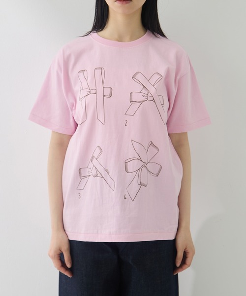 RhodolirioN（ロドリリオン）の「[RhodolirioN/ロドリリオン]Printed Making a bow with Ribbon Tee（Tシャツ/カットソー・レディース・ブラック/ピンク/ホワイト・0）」の14枚目の写真