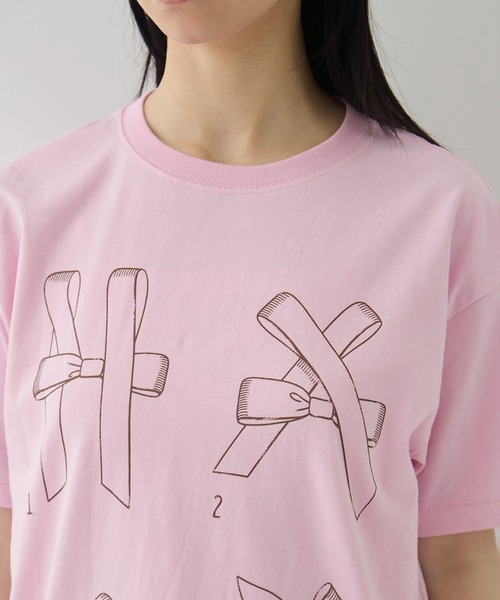 RhodolirioN（ロドリリオン）の「[RhodolirioN/ロドリリオン]Printed Making a bow with Ribbon Tee（Tシャツ/カットソー・レディース・ブラック/ピンク/ホワイト・0）」の18枚目の写真